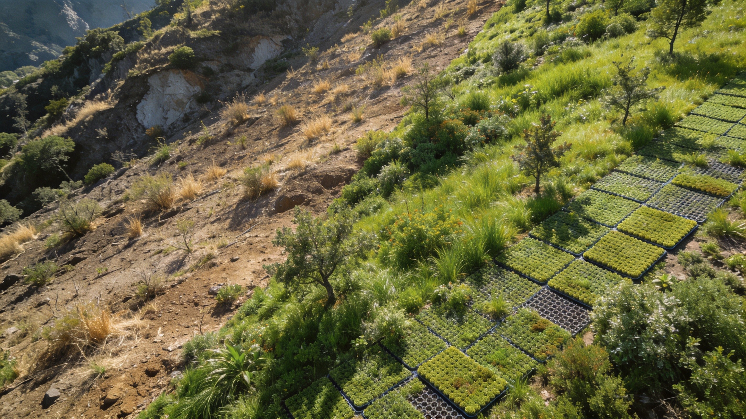 Slope Restoration Showdown: Xponge® Soil-Free Substrate vs Traditional Hydroseeding
